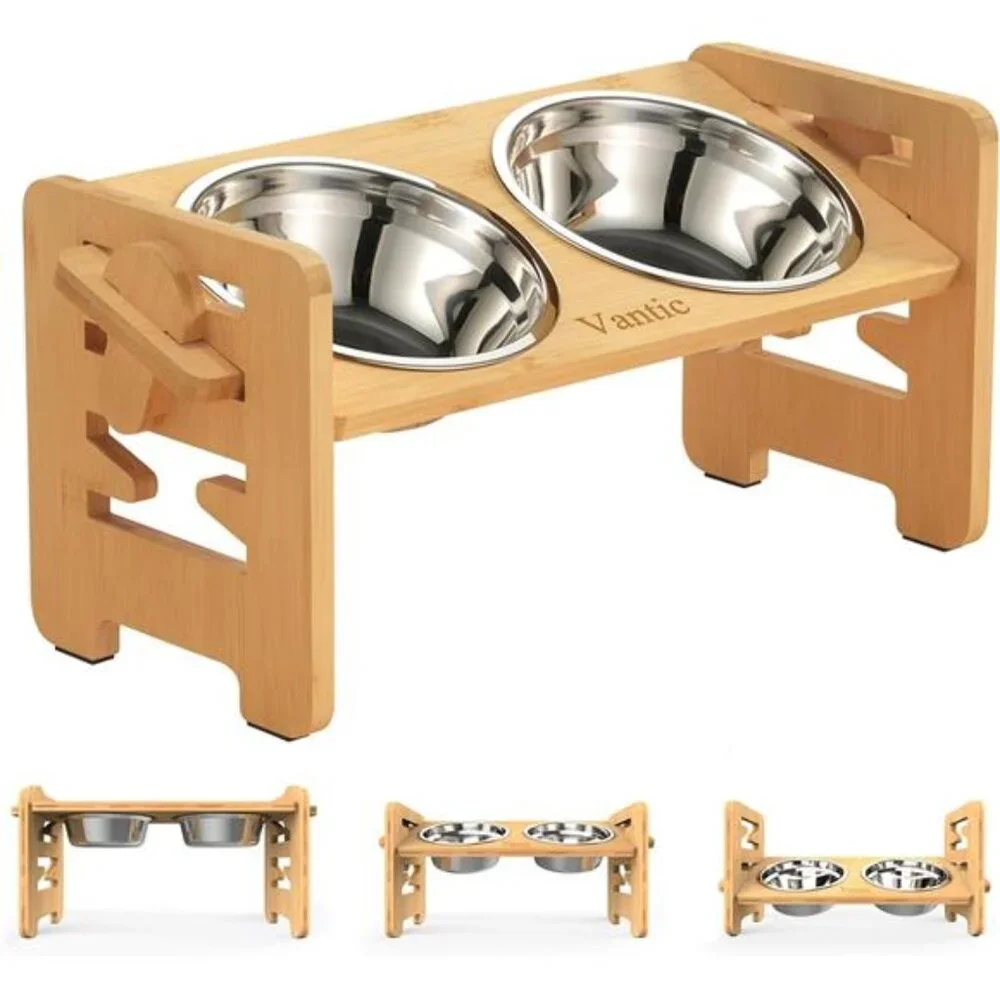 Elevated Dog Bowls, Adjustable Raised Dog Bowl Stand for Small Puppy and Cats